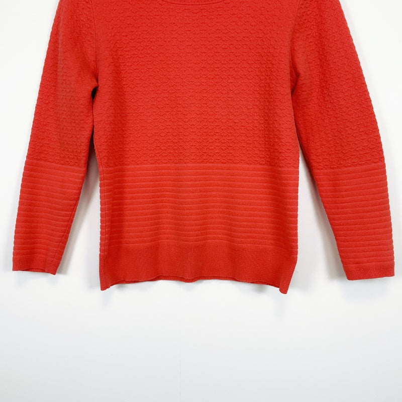 MARCS Red Textured Knit Three-Quarter Sleeve Sweater
