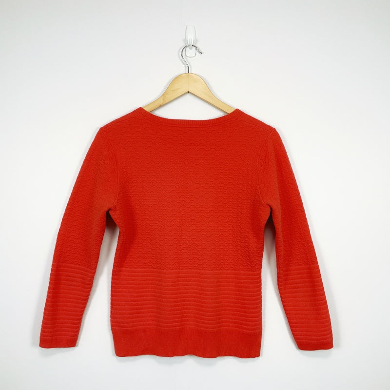 MARCS Red Textured Knit Three-Quarter Sleeve Sweater