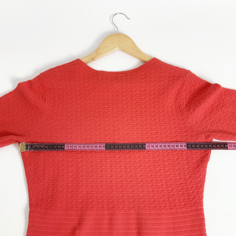 MARCS Red Textured Knit Three-Quarter Sleeve Sweater