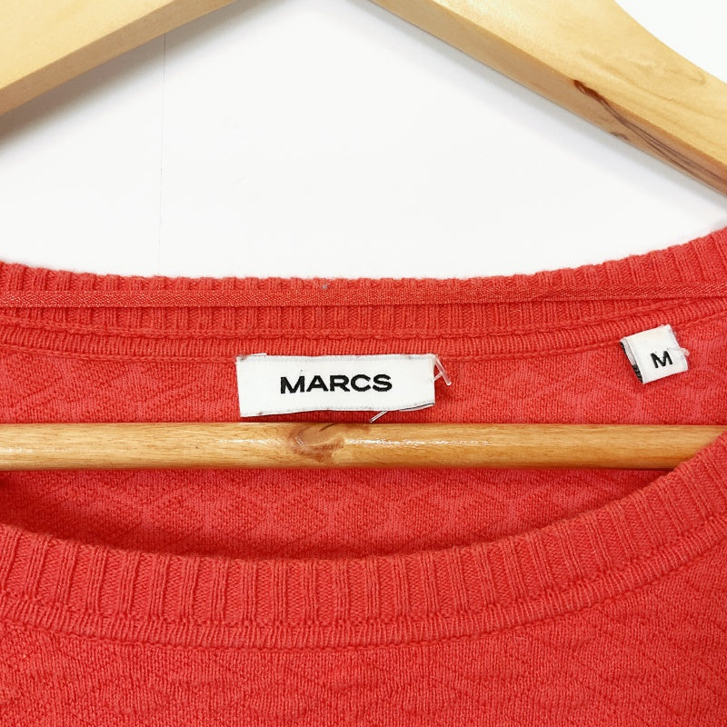 MARCS Red Textured Knit Three-Quarter Sleeve Sweater