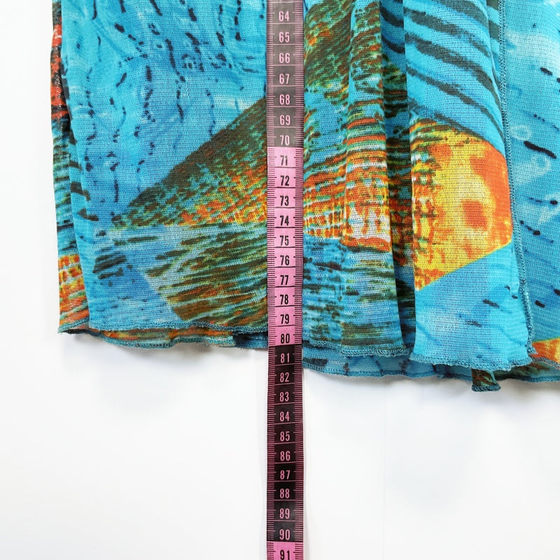 Merric- Black & Abstract Bule Overlay Sleeveless Tunic