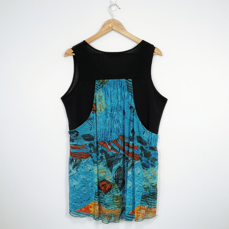 Merric- Black & Abstract Bule Overlay Sleeveless Tunic