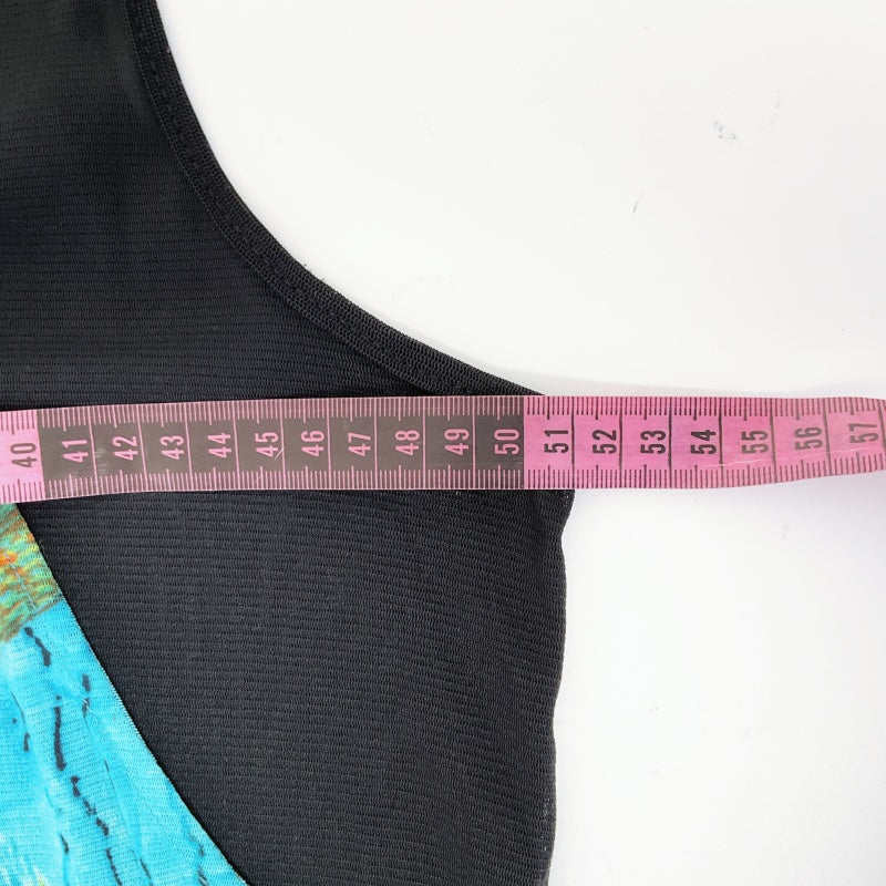 Merric- Black & Abstract Bule Overlay Sleeveless Tunic