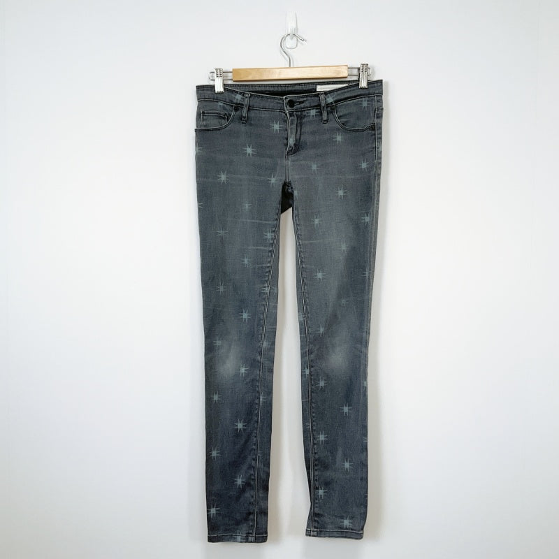 Sass & bide-Light Grey Crosshatch Pattern Slim-Fit Jeans