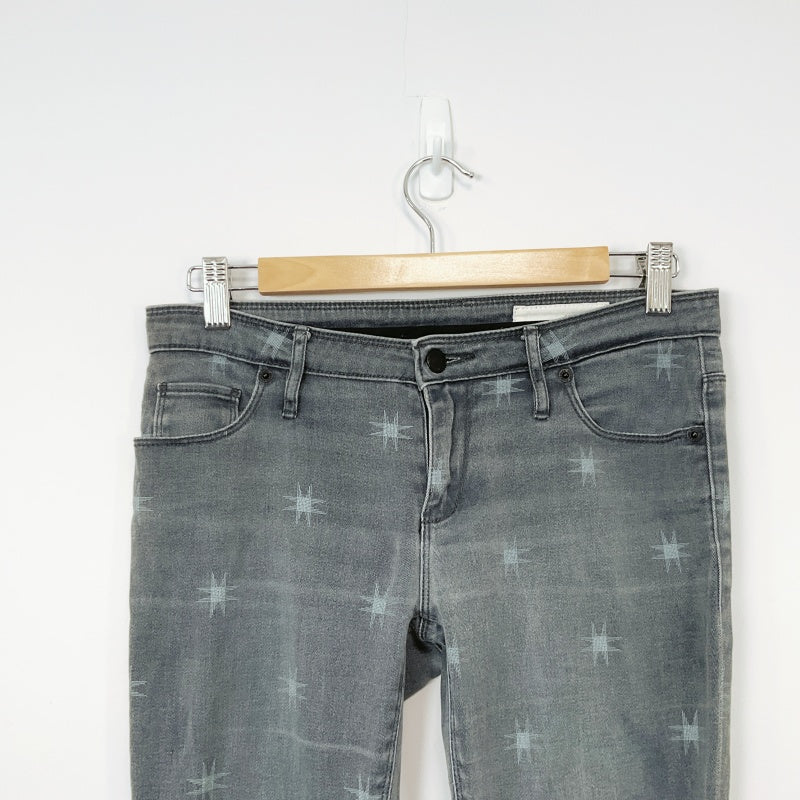 Sass & bide-Light Grey Crosshatch Pattern Slim-Fit Jeans