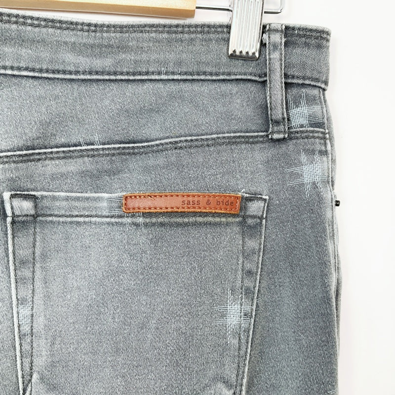 Sass & bide-Light Grey Crosshatch Pattern Slim-Fit Jeans