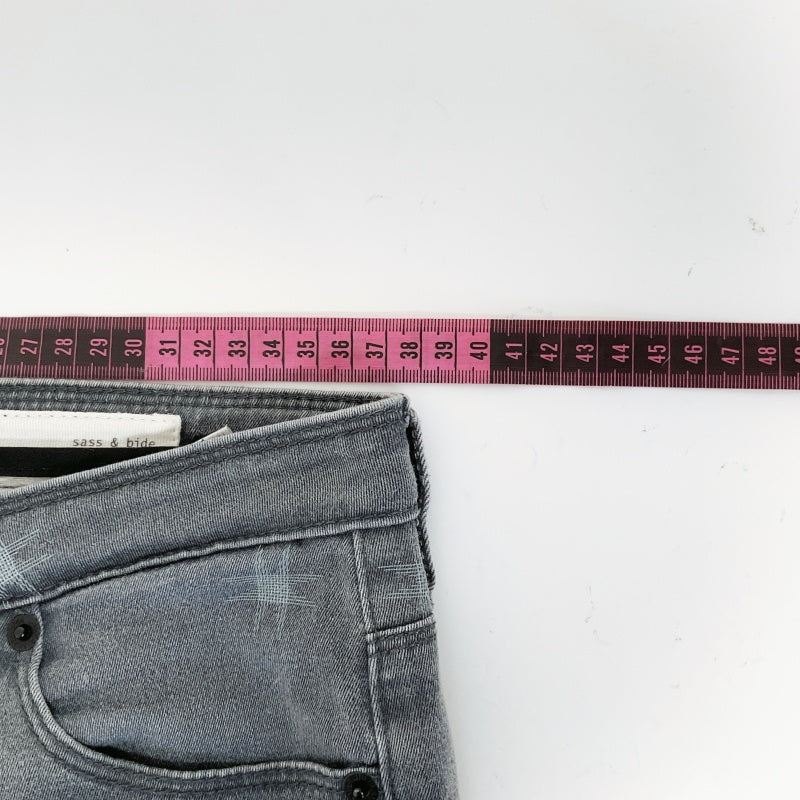 Sass & bide-Light Grey Crosshatch Pattern Slim-Fit Jeans