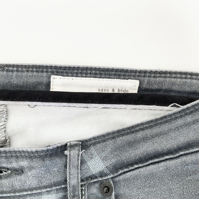 Sass & bide-Light Grey Crosshatch Pattern Slim-Fit Jeans