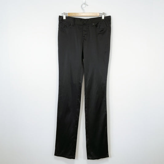 Yvonne Bennetti-Black Satin Finish Straight Leg Dress Pants