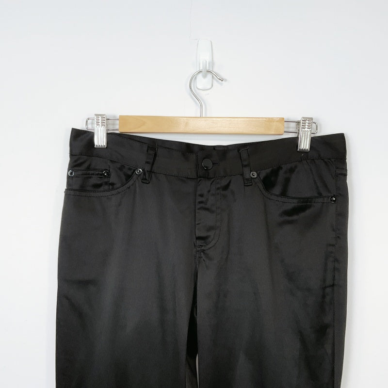 Yvonne Bennetti-Black Satin Finish Straight Leg Dress Pants