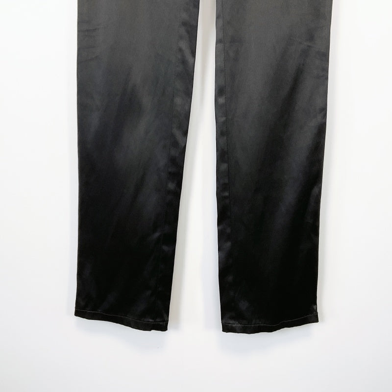 Yvonne Bennetti-Black Satin Finish Straight Leg Dress Pants