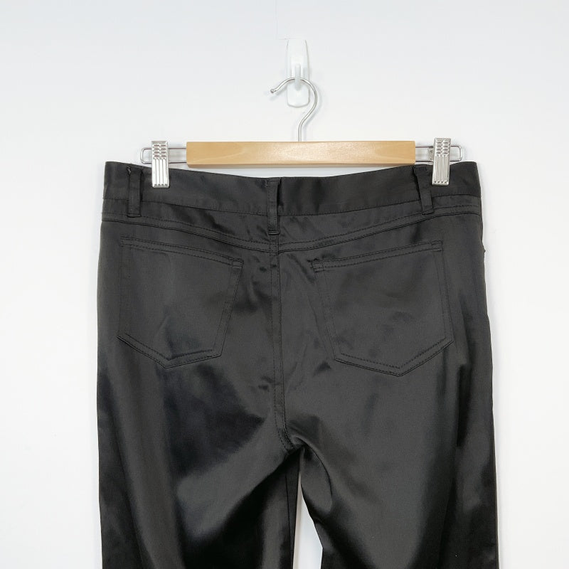 Yvonne Bennetti-Black Satin Finish Straight Leg Dress Pants