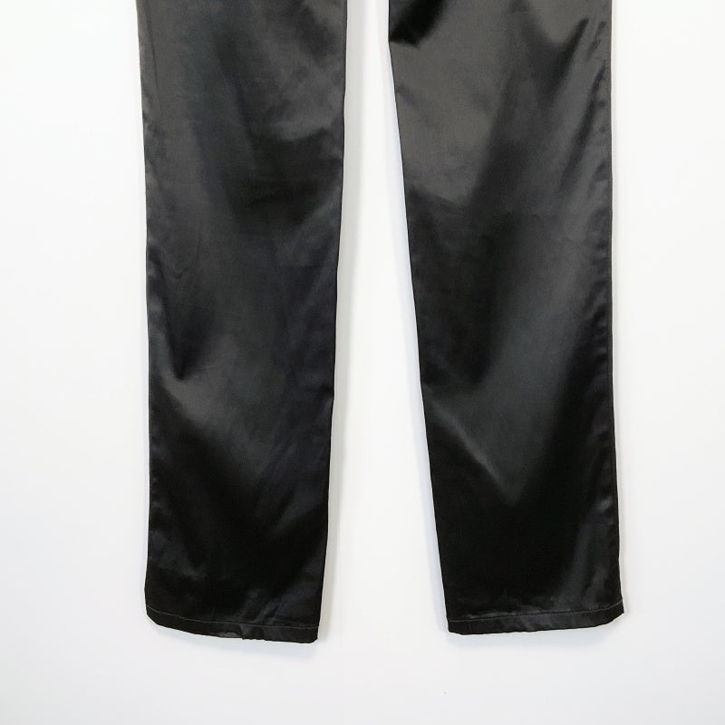 Yvonne Bennetti-Black Satin Finish Straight Leg Dress Pants