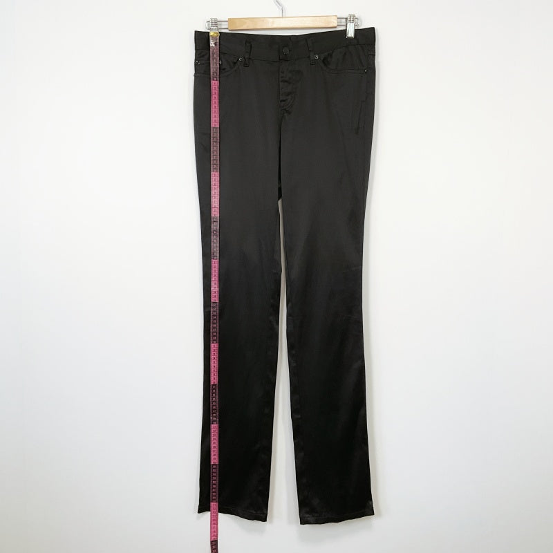 Yvonne Bennetti-Black Satin Finish Straight Leg Dress Pants