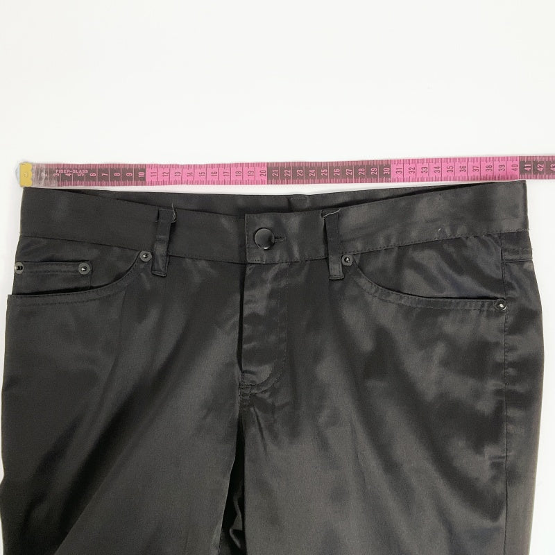 Yvonne Bennetti-Black Satin Finish Straight Leg Dress Pants
