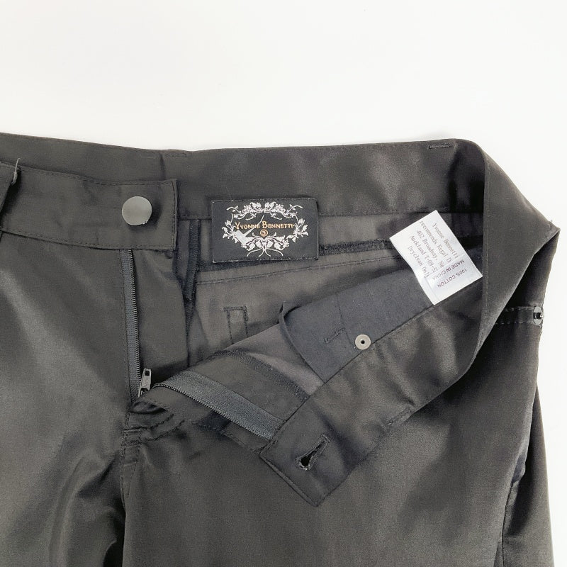 Yvonne Bennetti-Black Satin Finish Straight Leg Dress Pants