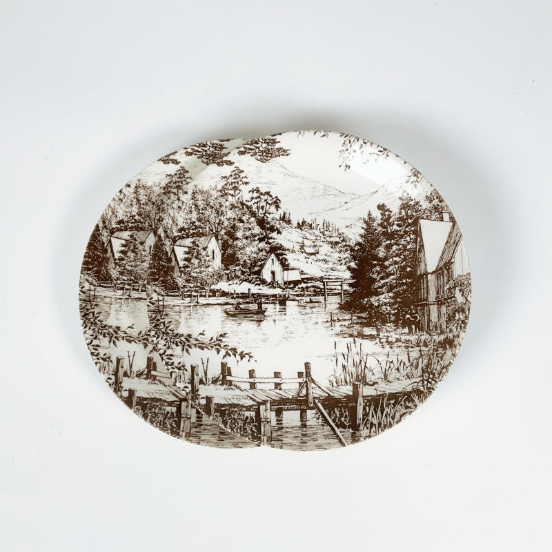 Vintage Kelston Ceramics 2-Plate Set – Riverside Village Scene