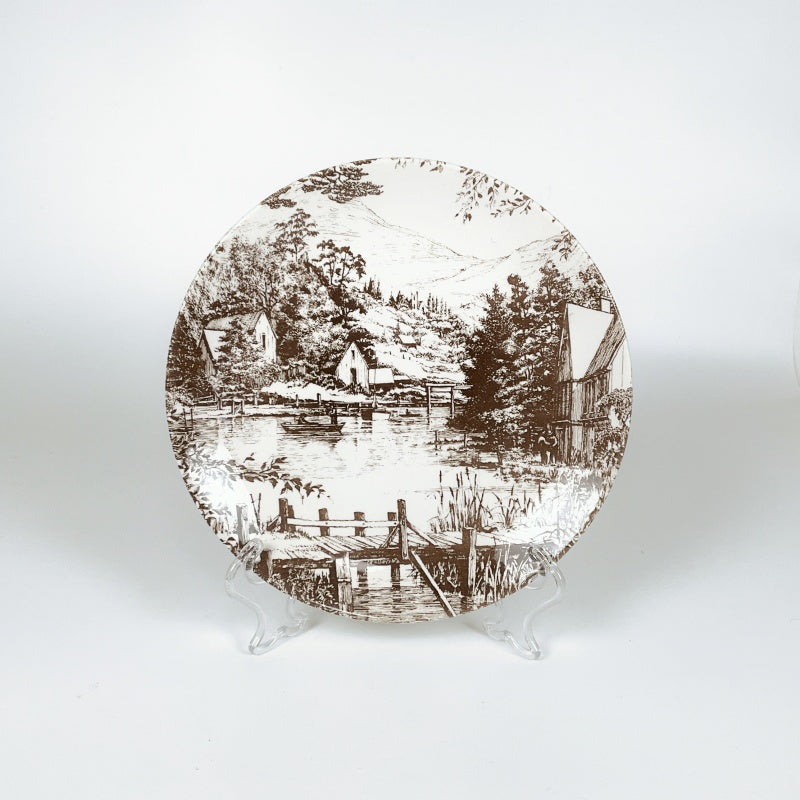 Vintage Kelston Ceramics 2-Plate Set – Riverside Village Scene