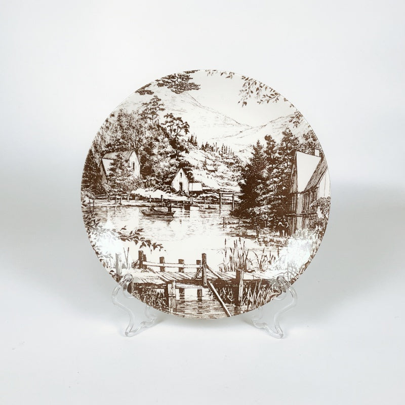Vintage Kelston Ceramics 2-Plate Set – Riverside Village Scene