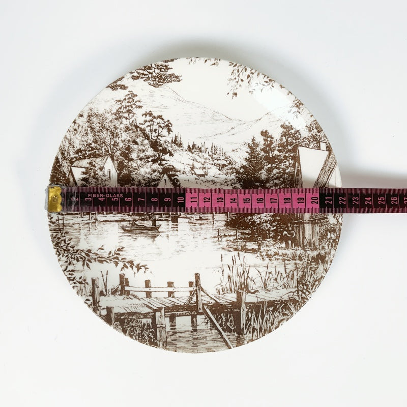 Vintage Kelston Ceramics 2-Plate Set – Riverside Village Scene