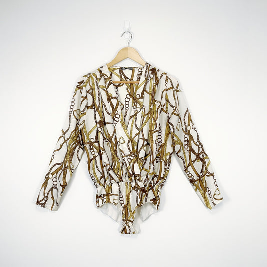 ZARA - Long Sleeve Bodysuit with Chain Printed