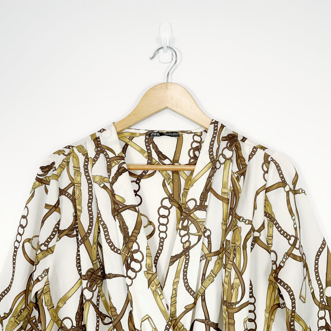 ZARA - Long Sleeve Bodysuit with Chain Printed