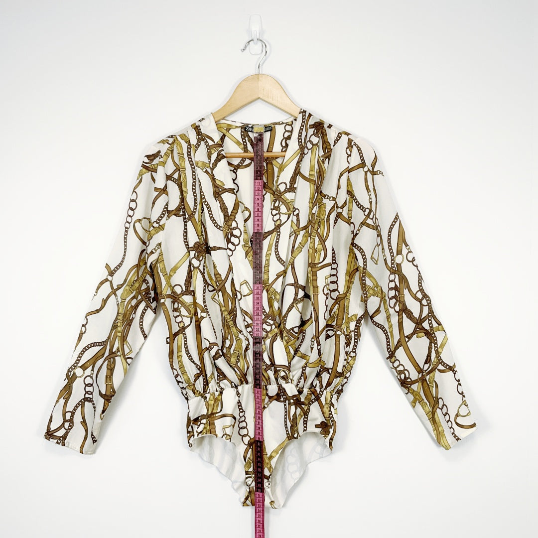 ZARA - Long Sleeve Bodysuit with Chain Printed