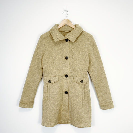 WEATHERPROOF - Oatmeal Long Coat with Button Detail