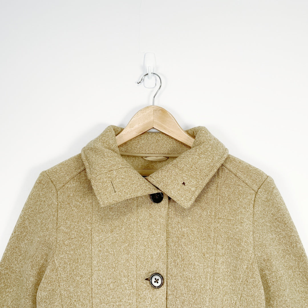 WEATHERPROOF - Oatmeal Long Coat with Button Detail