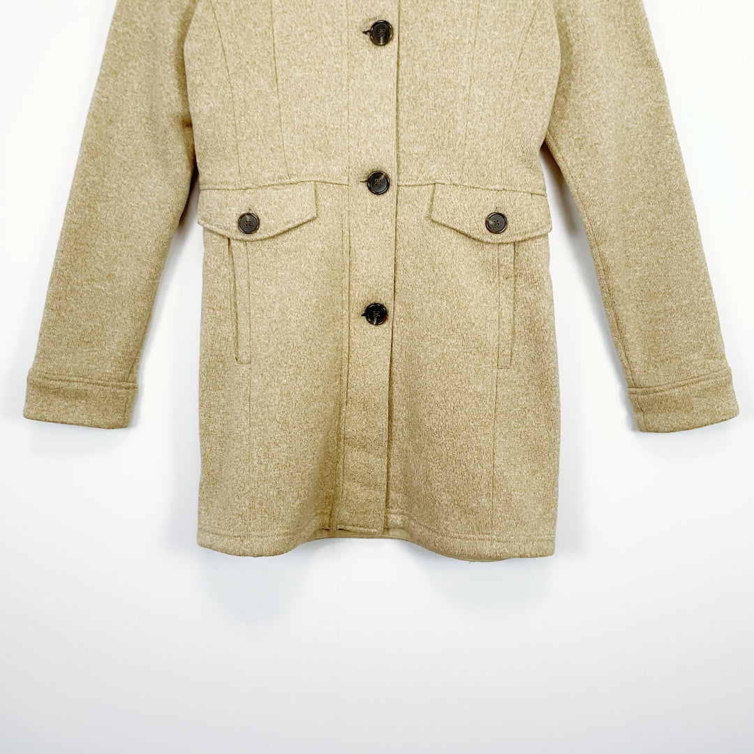 WEATHERPROOF - Oatmeal Long Coat with Button Detail