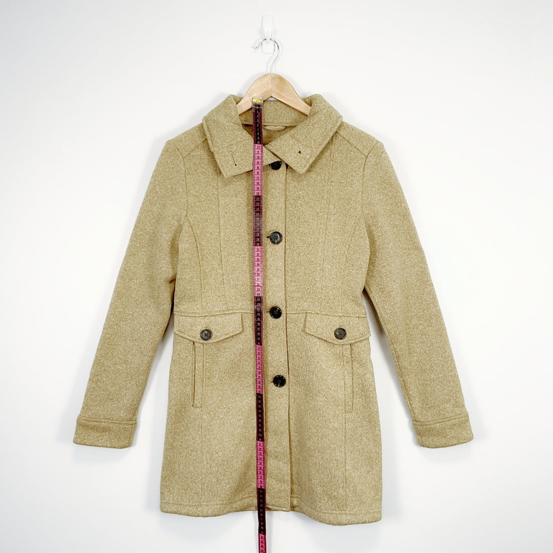 WEATHERPROOF - Oatmeal Long Coat with Button Detail