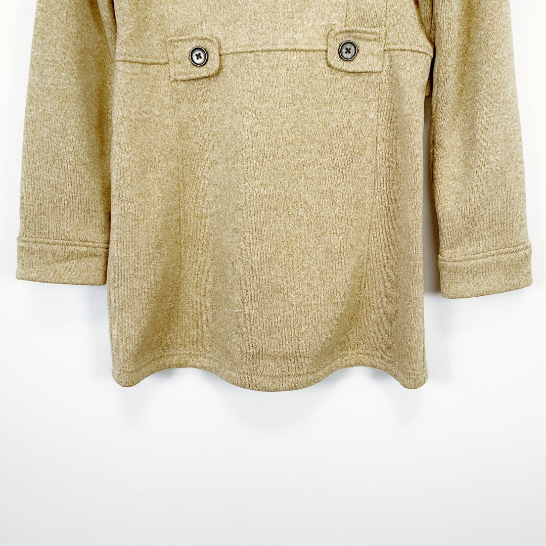 WEATHERPROOF - Oatmeal Long Coat with Button Detail