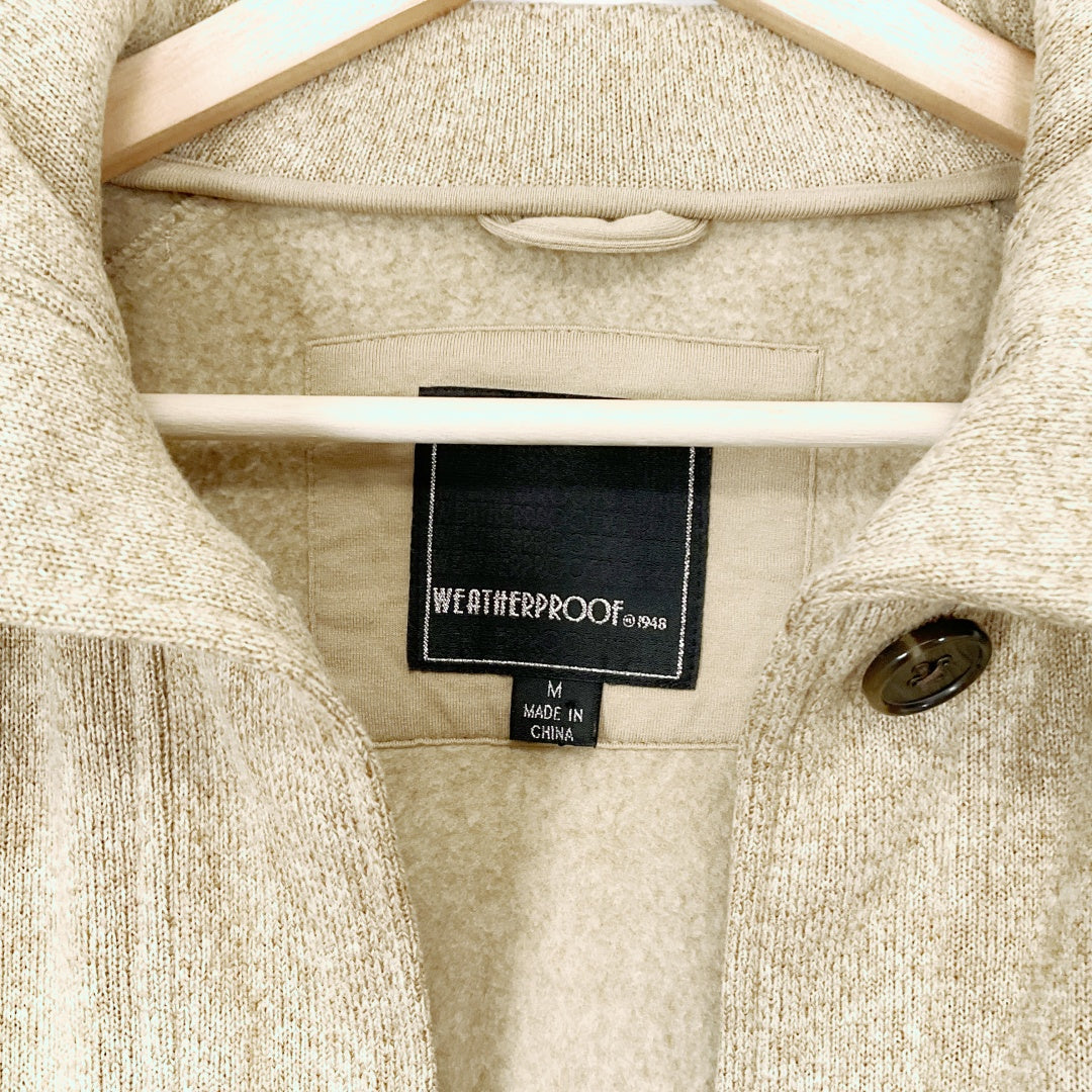 WEATHERPROOF - Oatmeal Long Coat with Button Detail