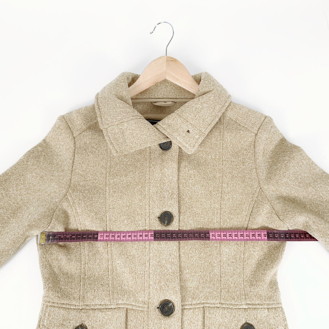 WEATHERPROOF - Oatmeal Long Coat with Button Detail