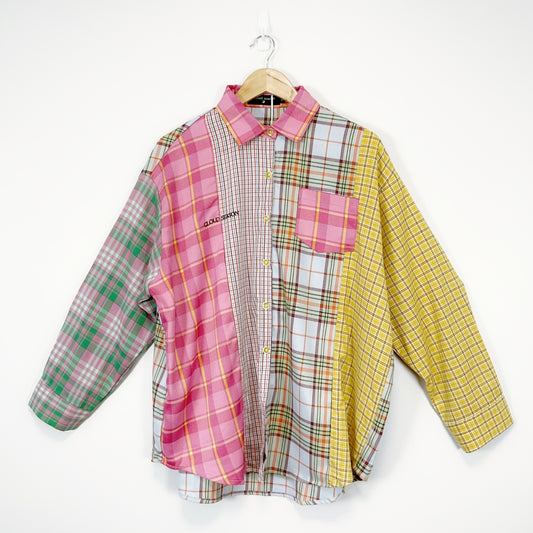 CLOUD SEASON - Oversized Plaid Patchwork Shirt