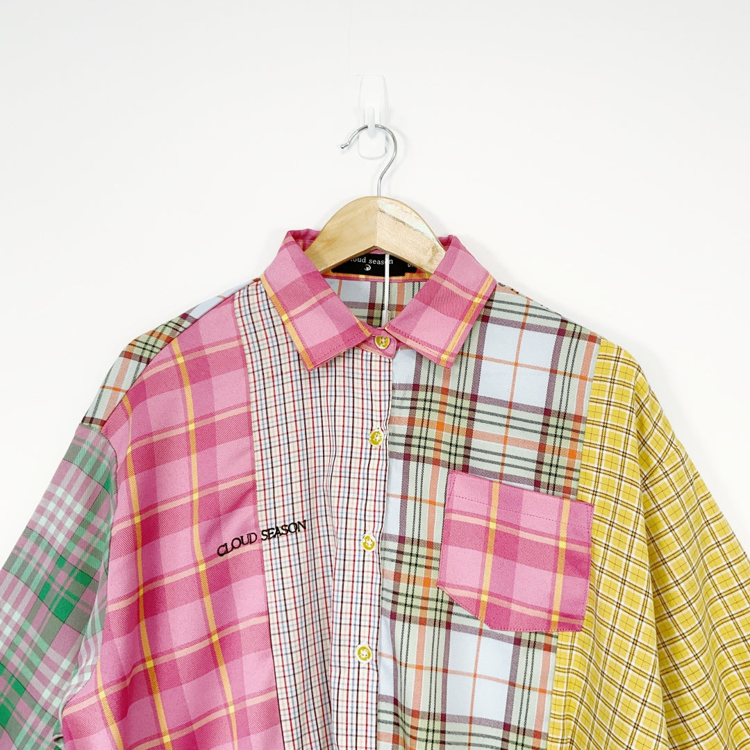 CLOUD SEASON - Oversized Plaid Patchwork Shirt