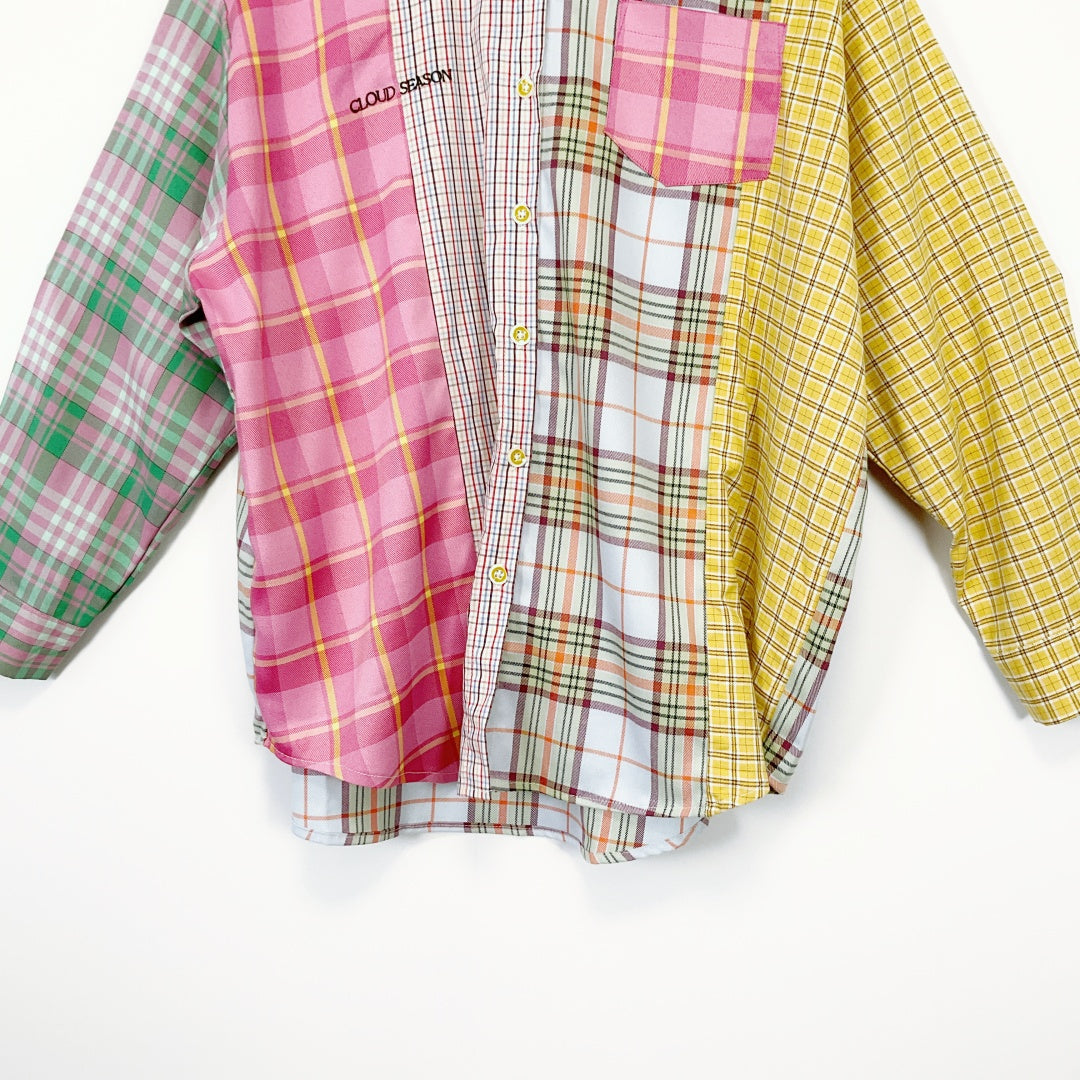 CLOUD SEASON - Oversized Plaid Patchwork Shirt