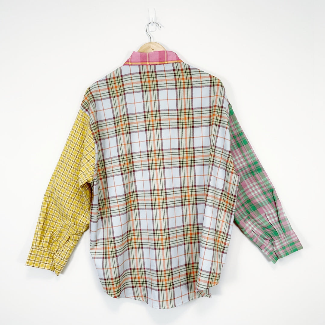 CLOUD SEASON - Oversized Plaid Patchwork Shirt