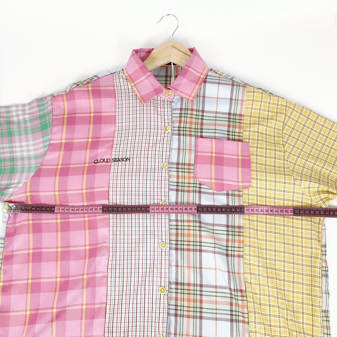 CLOUD SEASON - Oversized Plaid Patchwork Shirt