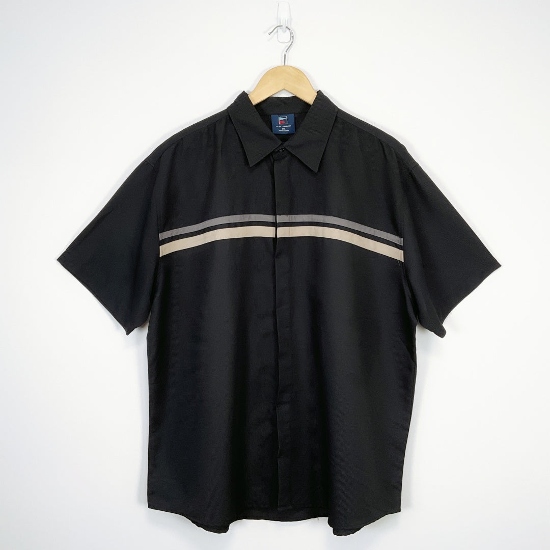 BLUE HARBOUR - Black Short Sleeve Shirt with Stripes