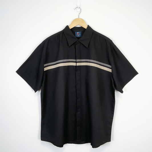BLUE HARBOUR - Black Short Sleeve Shirt with Stripes