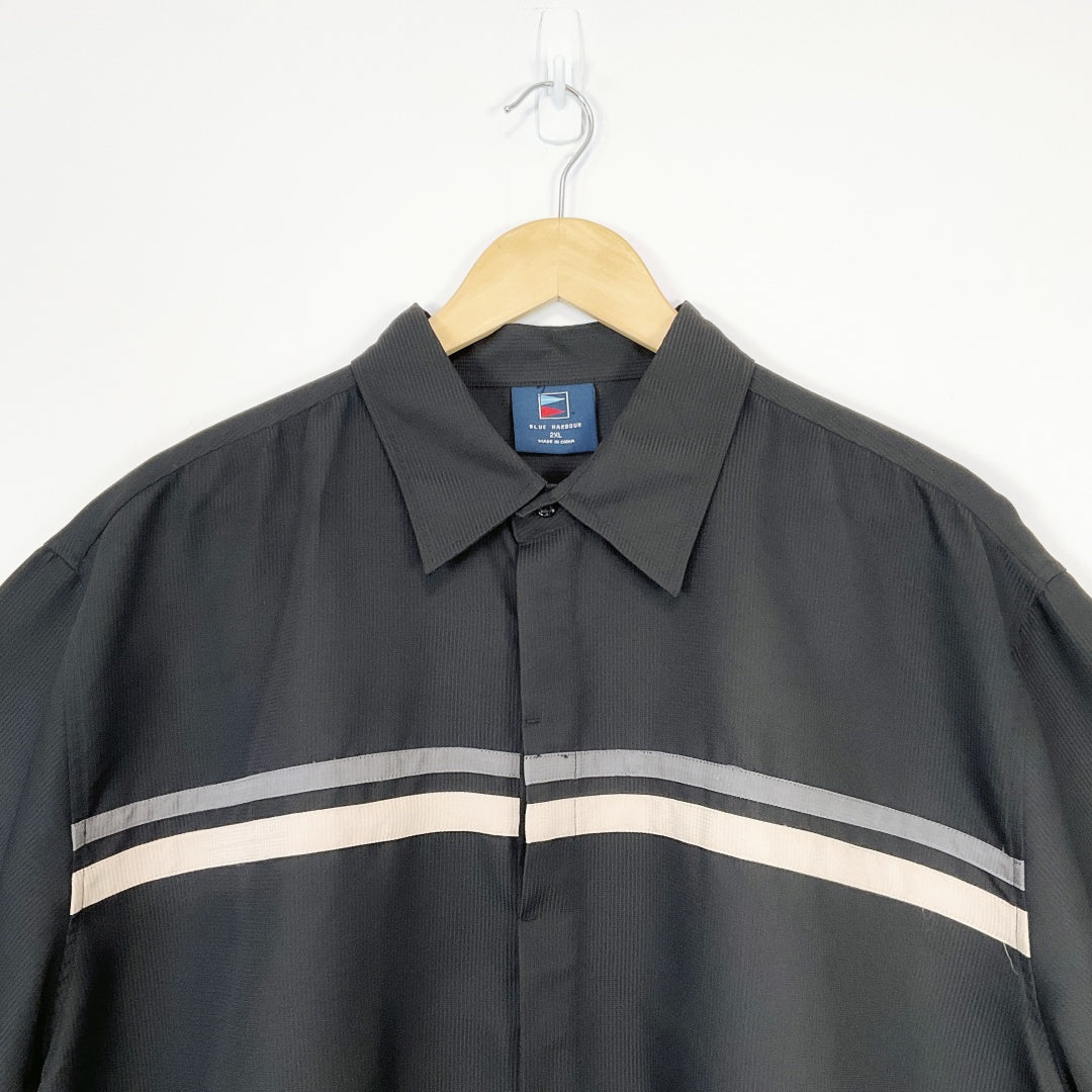 BLUE HARBOUR - Black Short Sleeve Shirt with Stripes