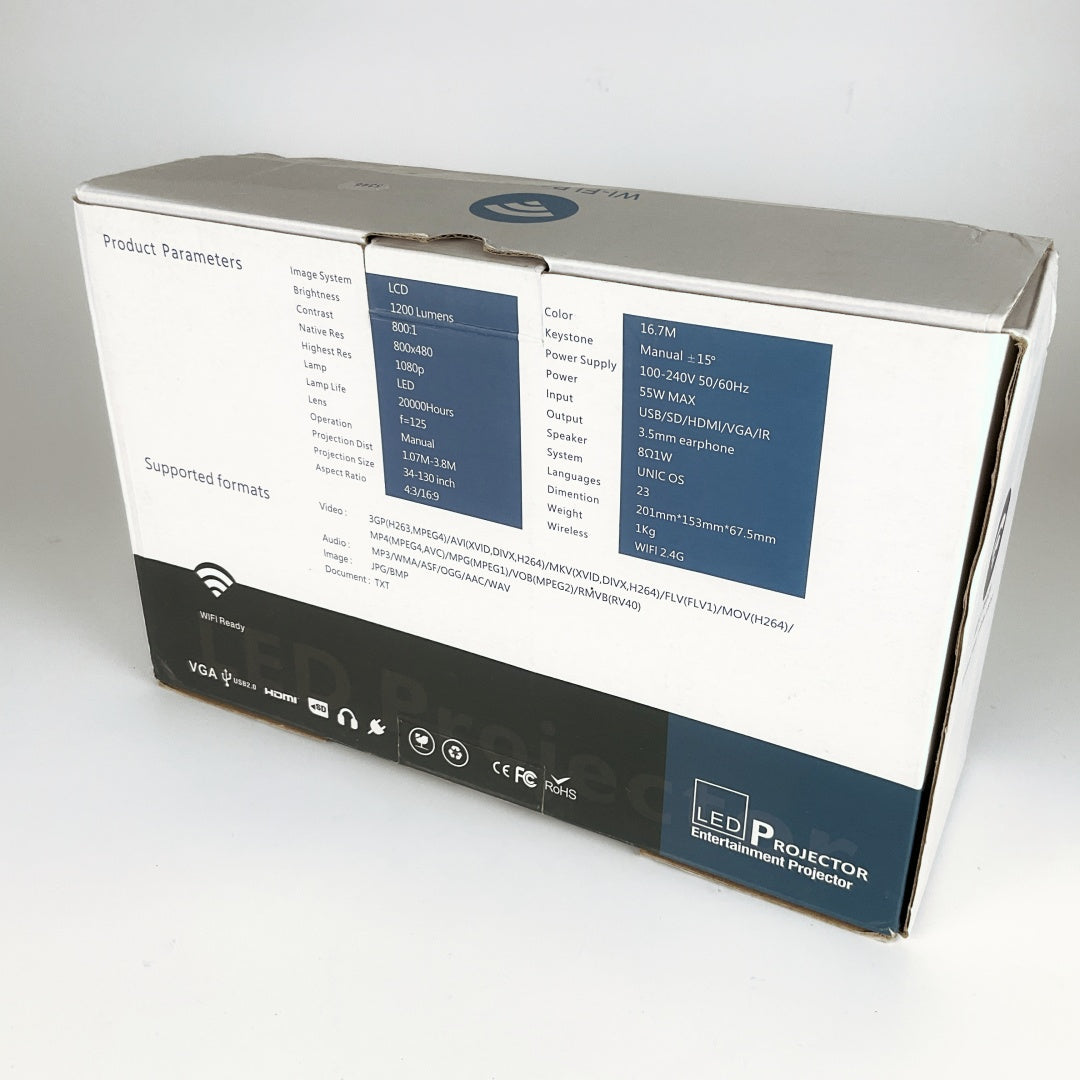 Video Projectors WIFI 1200 Lumens 800x480