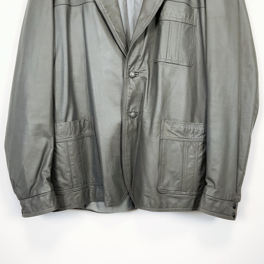 Geniality - Leather Jacket in Grey