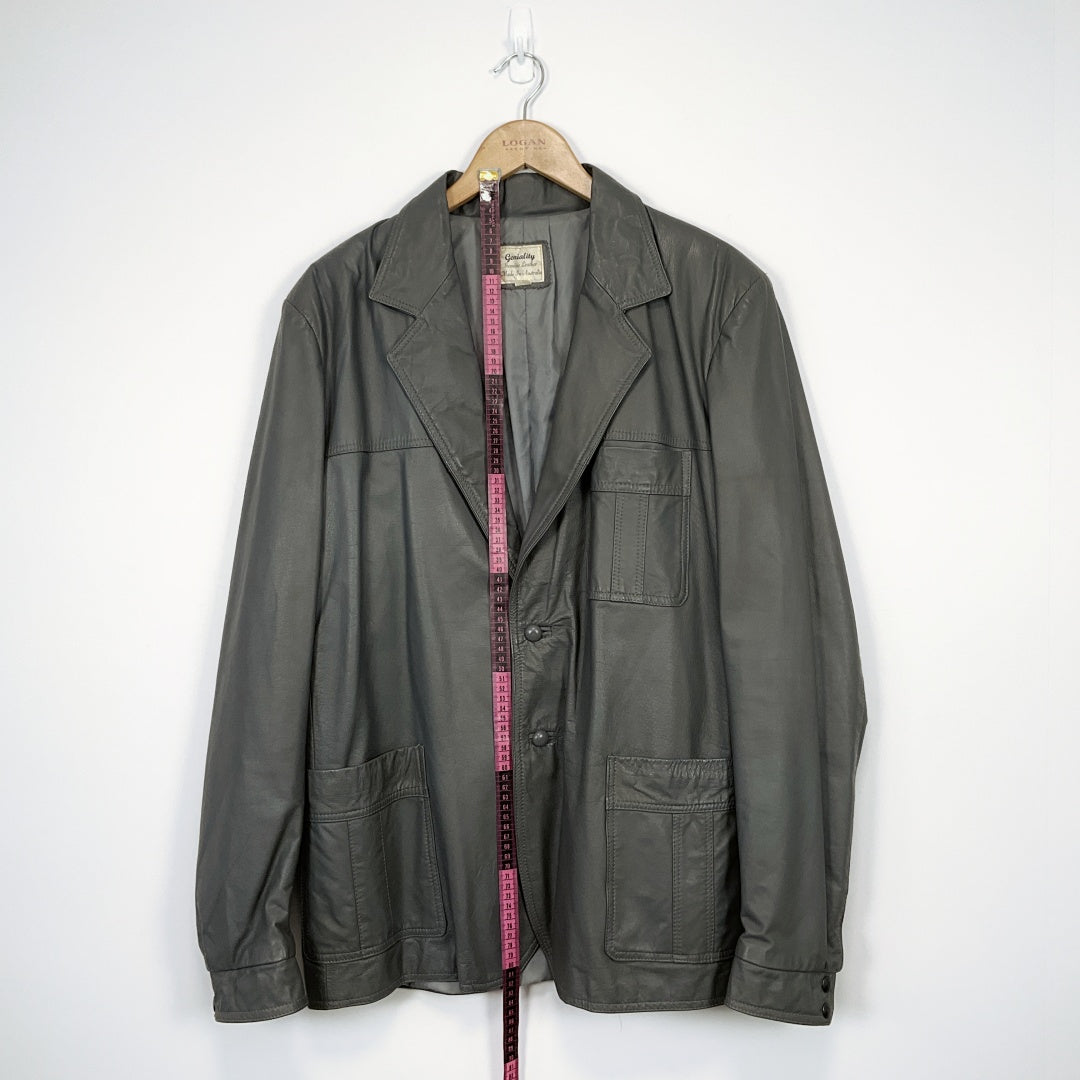 Geniality - Leather Jacket in Grey