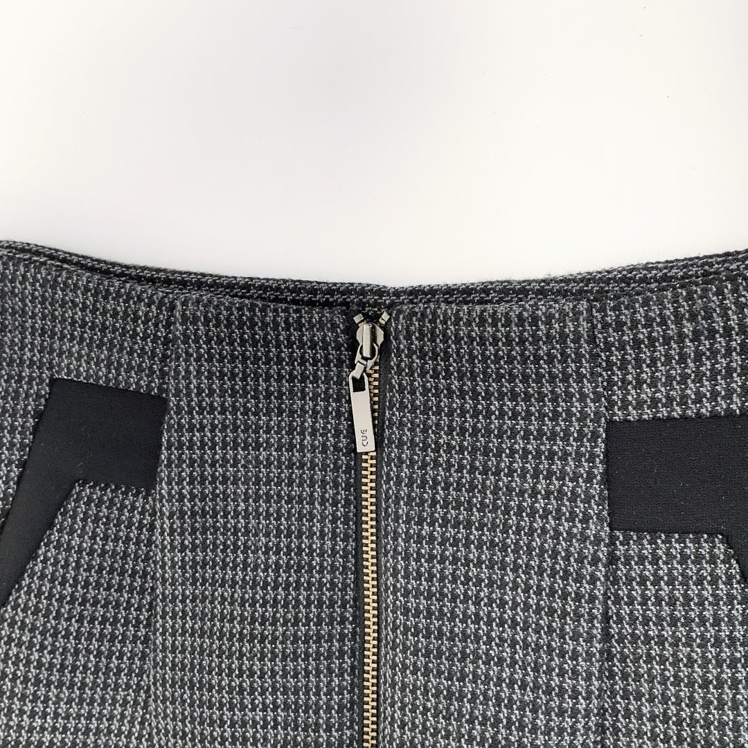 CUE - Midi Pencil Skirt in Black Plaid Design