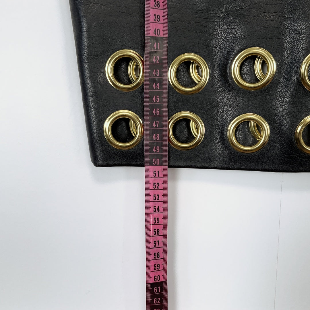 INC International Concepts - Faux Leather Skirt in Black with gold grommets