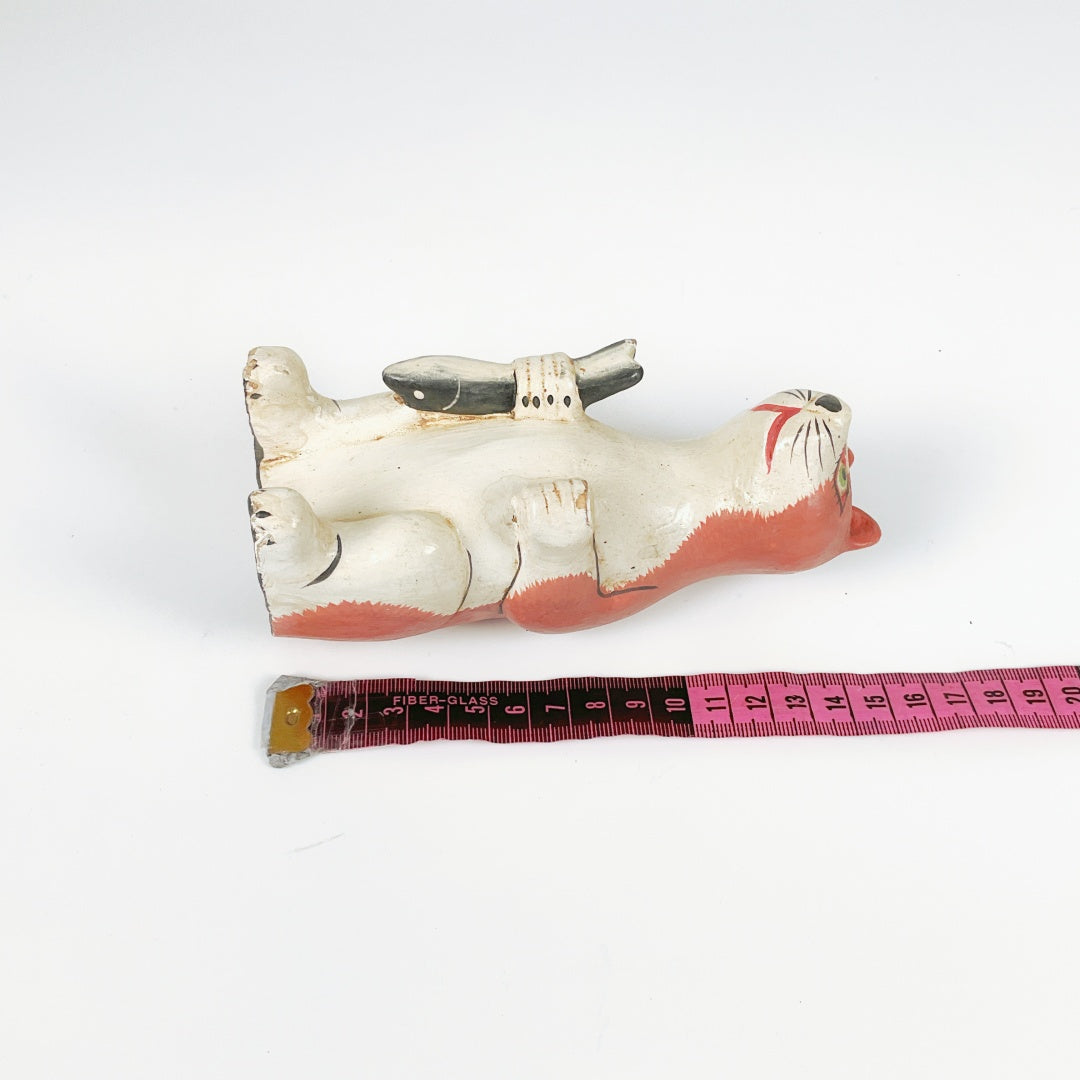 Hand-Crafted Wooden Cat Figure