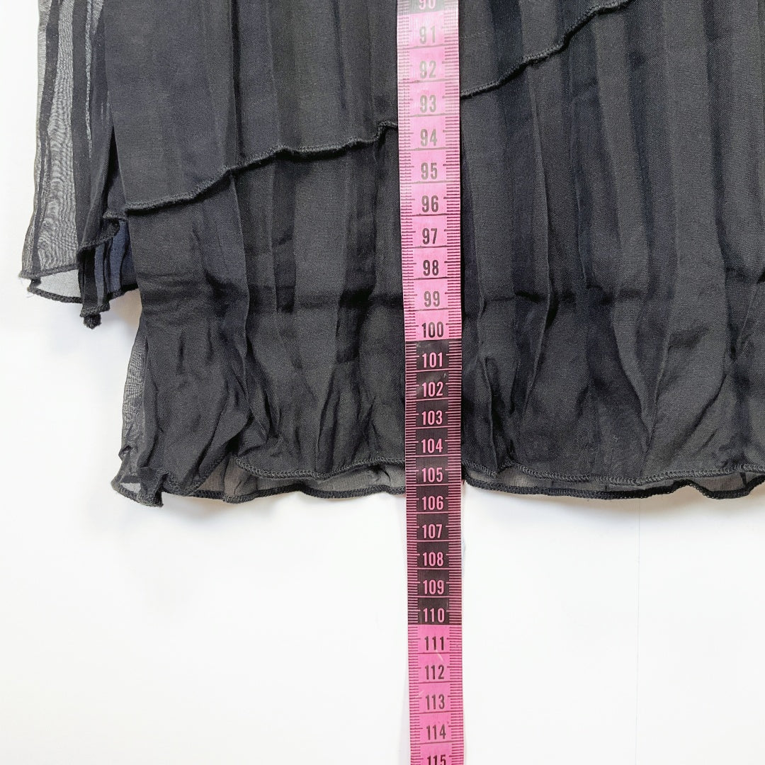 Blue Illusion - Elegant Tiered Silk Dress