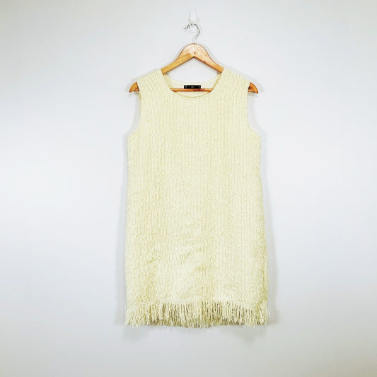 TYD - Sleeveless Fringe Hem Textured Shift Dress